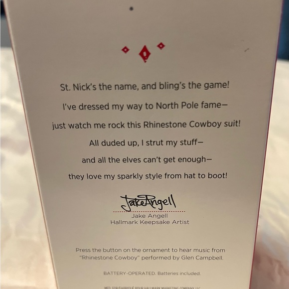 Hallmark ornament, Rhinestone Santa, batteries in box.  New. - Picture 3 of 7